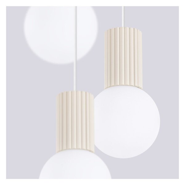 Beżowa metalowa lampa wisząca ze szklanym kloszem ø 25 cm Orbital – Sollux