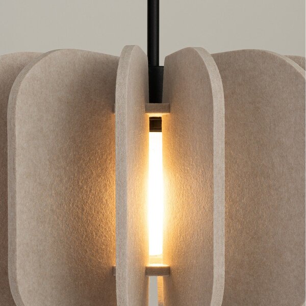 Beżowa metalowa lampa wisząca z tekstylnym kloszem ø 45 cm Elom – Sollux