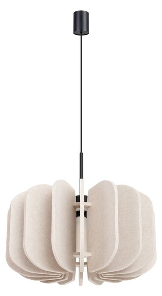 Beżowa metalowa lampa wisząca z tekstylnym kloszem ø 45 cm Elom – Sollux