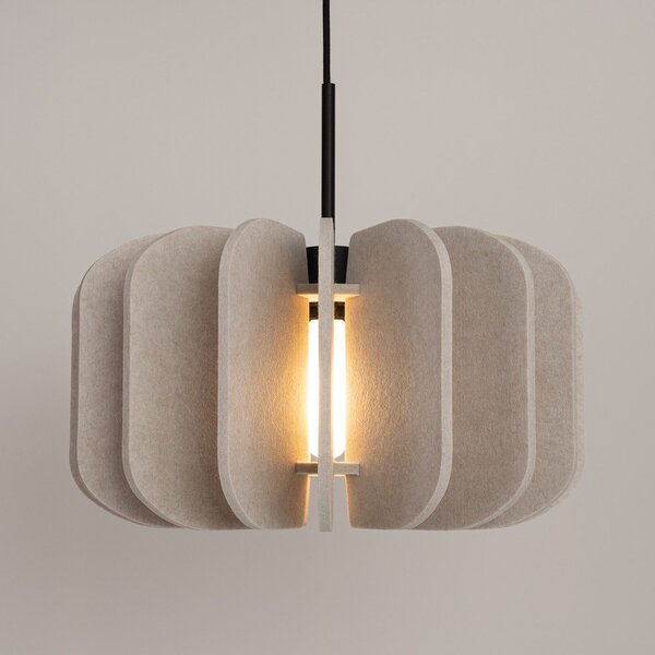 Beżowa metalowa lampa wisząca z tekstylnym kloszem ø 45 cm Elom – Sollux
