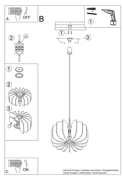 Beżowa metalowa lampa wisząca z tekstylnym kloszem ø 45 cm Elom – Sollux