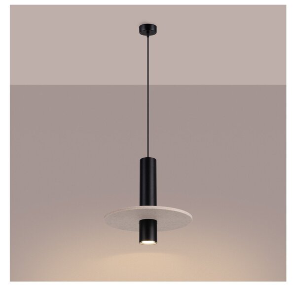 Czarna/beżowa metalowa lampa wisząca ø 30 cm Olisa – Sollux