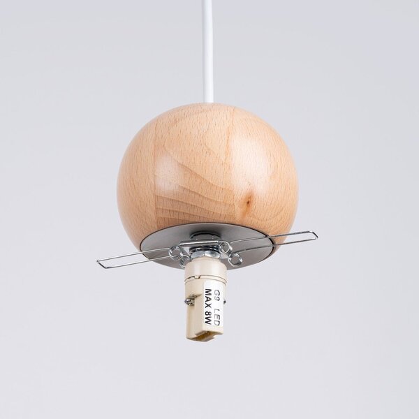 Biała/w naturalnym kolorze lampa wisząca z litego drewna ze szklanym kloszem ø 11 cm Glim – Sollux