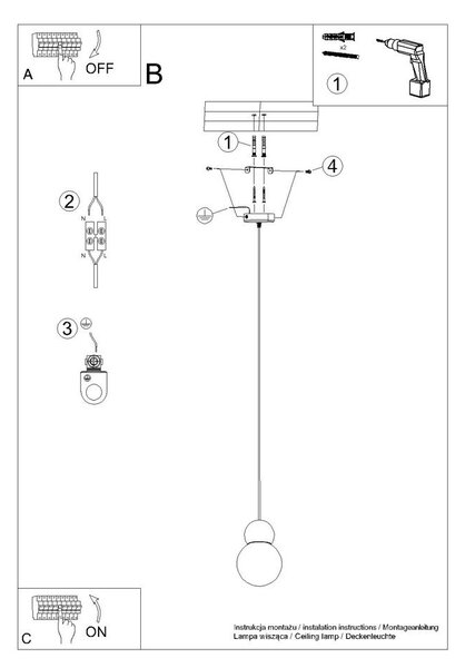 Biała/w naturalnym kolorze lampa wisząca z litego drewna ze szklanym kloszem ø 11 cm Glim – Sollux