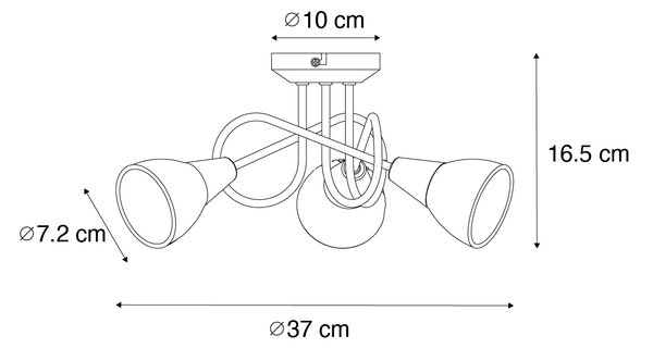 Klasyczna lampa sufitowa złota z opalowym szkłem 3-światłowa - Inez