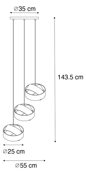 Nowoczesna lampa wisząca czarna 3-punktowa - Tkanina Oswietlenie wewnetrzne