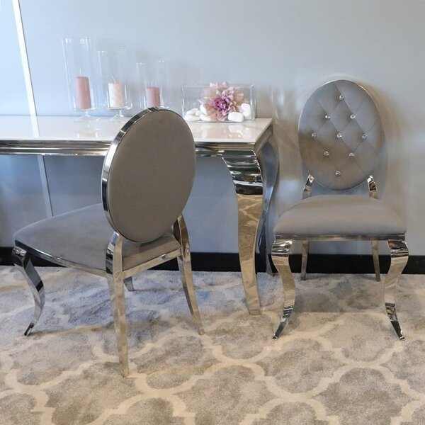 Krzesło Ludwik II glamour Dark Grey - nowoczesne krzesła pikowane kryształkami