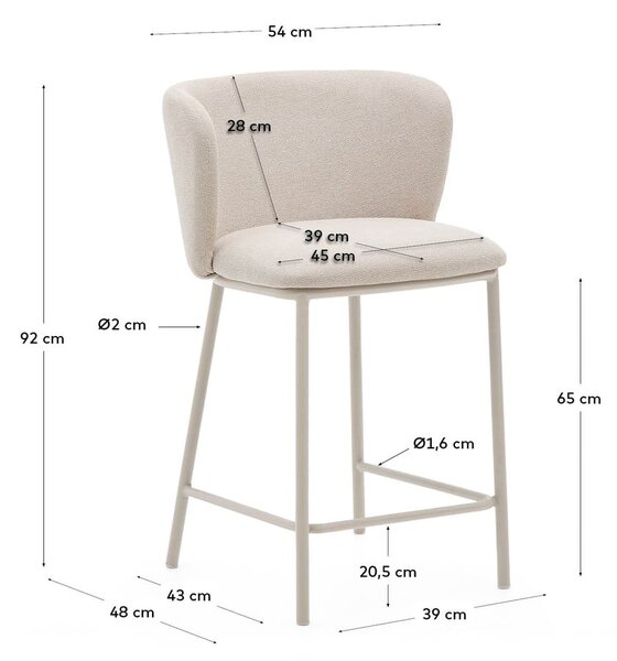 Beżowy hoker (wysokość siedziska 65 cm) Ciselia – Kave Home