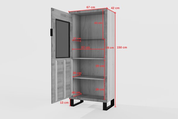 Mniejsza witryna dębowa Mono LOFT 04