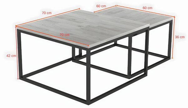 Zestaw stolików drewniano-metalowych Kongo 1+1