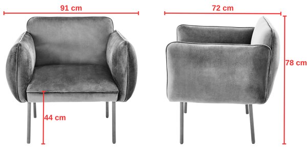 Fotel szary welur Madera 01