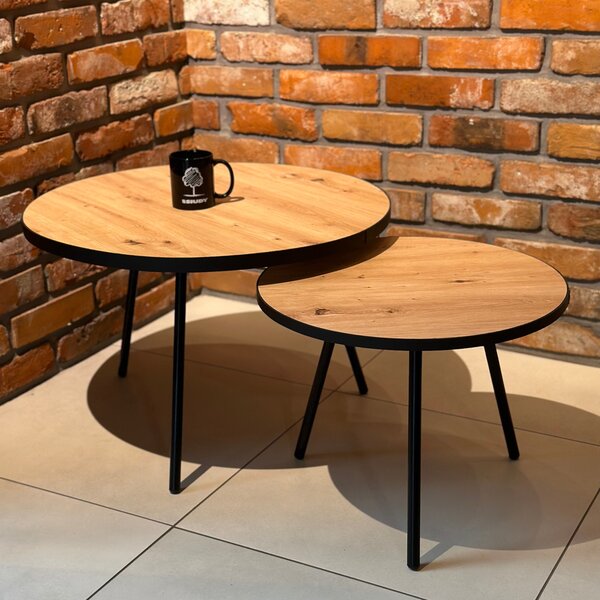 Zestaw designerskich stolików ozdobionych skórą Kreo 01