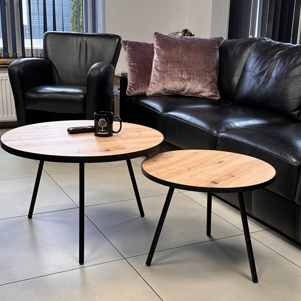 Zestaw designerskich stolików ozdobionych skórą Kreo 01