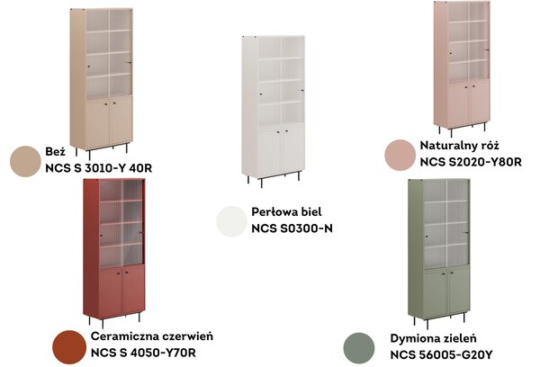 Designerska witryna Arrocco z ryflowanym szkłem