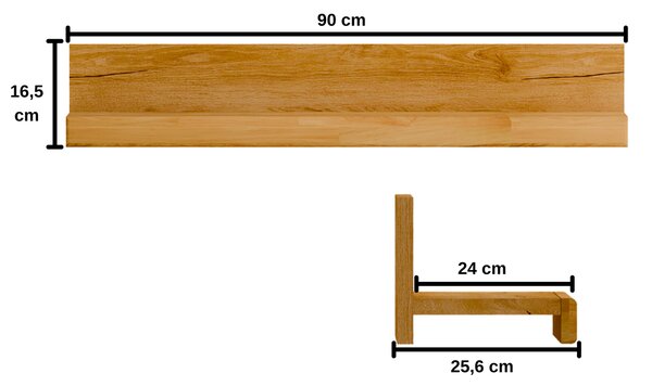 Zestaw 2 półek dębowych 90 cm Raro 25