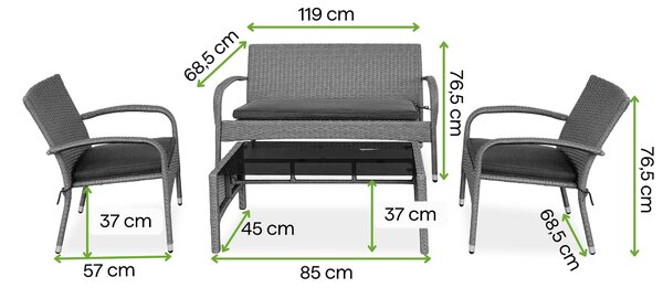 Zestaw wypoczynkowy z technorattanu SAN MARINO Grey- Bjørkka