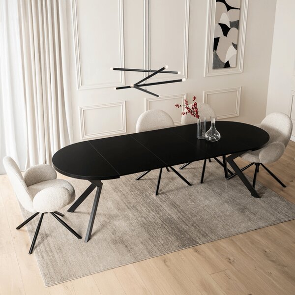 Stół Okrągły Rozkładany LUKAS 100-250 cm Czarny Nowoczesny Loft
