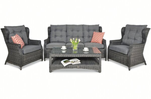 Zestaw technorattanowy TRIVENTO 3 + PUFY Dark Grey