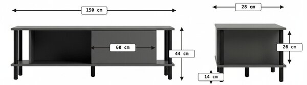 Szafka RTV PARIS 150 cm, biała