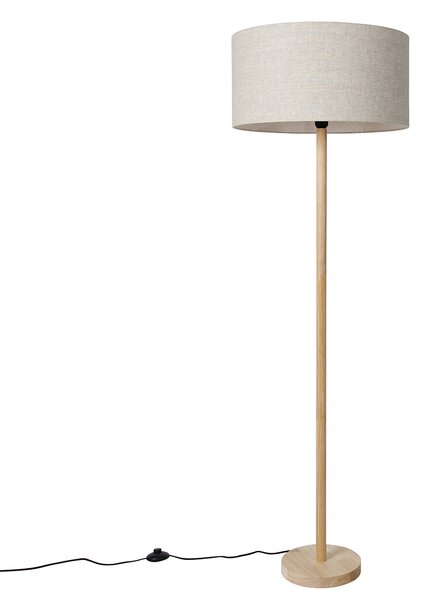 Wiejska lampa podłogowa drewniana z jasnobrązowym abażurem - Mels Oswietlenie wewnetrzne