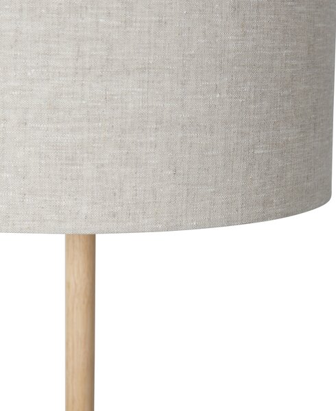 Rustykalna lampa podłogowa drewniana z abażurem w kolorze jasnobrązowym - Mels