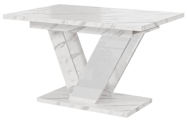 MebleMWM Stół rozkładany DUBAI | 120-160x80 | Biały marmur