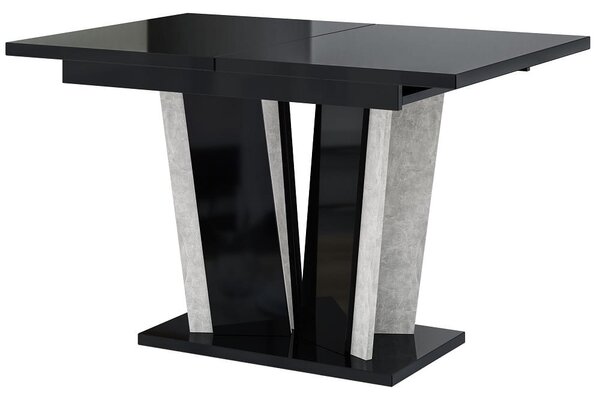 MebleMWM Stół rozkładany DOHA 2 | 120-160x80 | Czarny połysk, beton