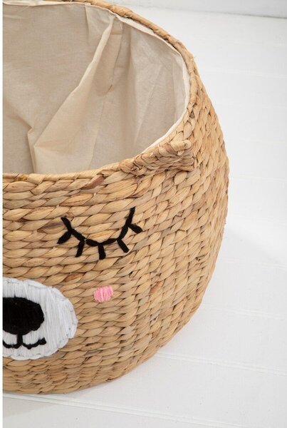 Dziecięcy kosz na zabawki z hiacyntu wodnego w naturalnym kolorze ø 49x40 cm Lidi Cat Face – Premier Housewares