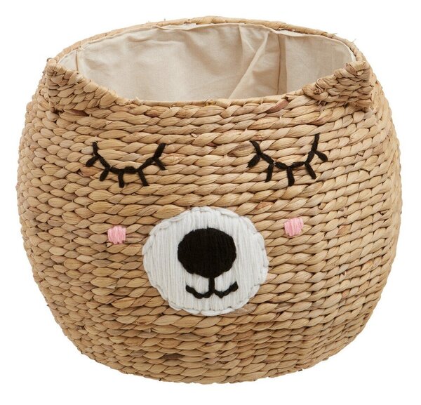 Dziecięcy kosz na zabawki z hiacyntu wodnego w naturalnym kolorze ø 49x40 cm Lidi Cat Face – Premier Housewares