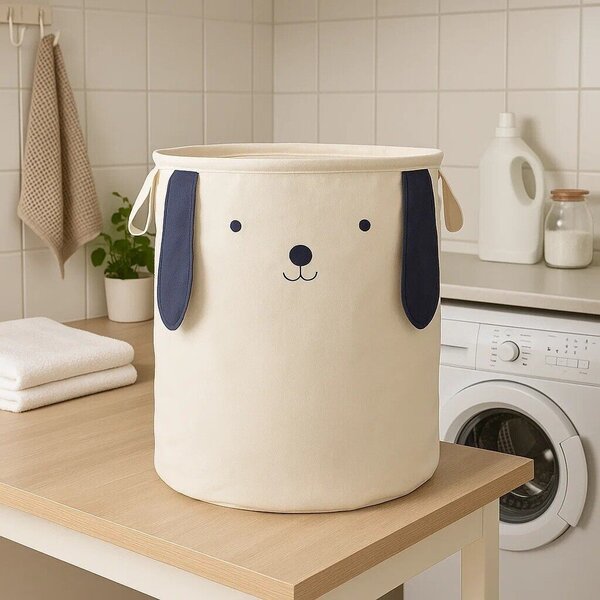 Biały tekstylny dziecięcy kosz na zabawki ø 39x48 cm Mimo Dog Face – Premier Housewares