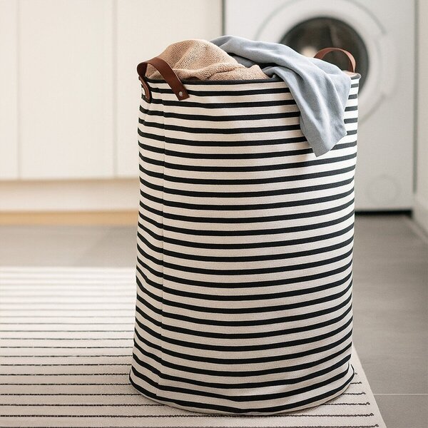Czarno-biały tekstylny kosz na pranie 54 l Stripe – Premier Housewares