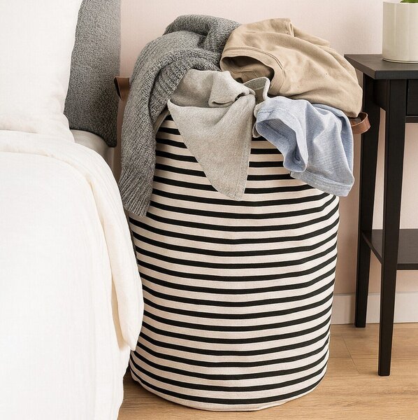Czarno-biały tekstylny kosz na pranie 54 l Stripe – Premier Housewares
