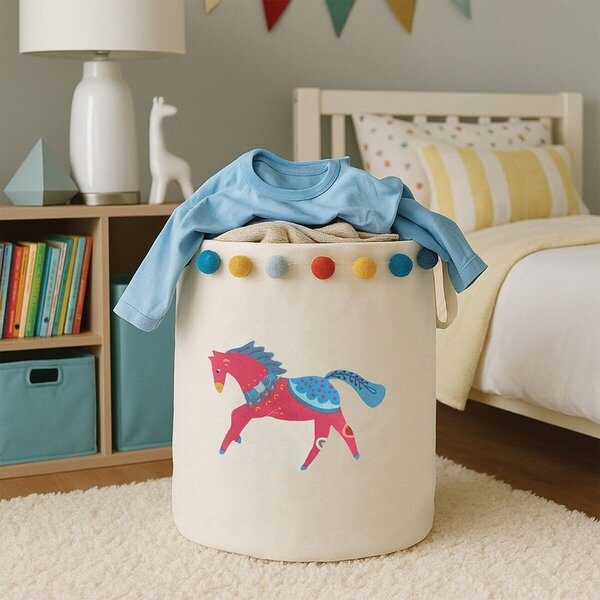 Biały tekstylny dziecięcy kosz na zabawki ø 38x48 cm Mimo Eclectic Horse – Premier Housewares
