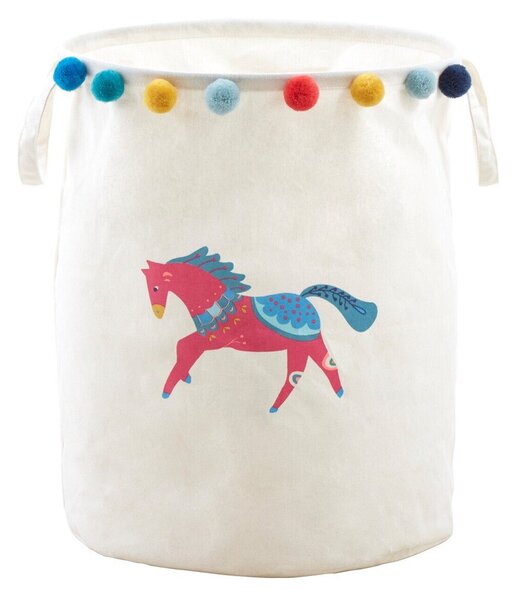 Biały tekstylny dziecięcy kosz na zabawki ø 38x48 cm Mimo Eclectic Horse – Premier Housewares