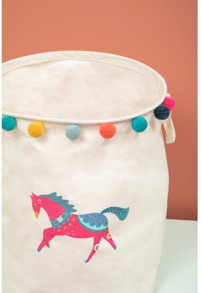 Biały tekstylny dziecięcy kosz na zabawki ø 38x48 cm Mimo Eclectic Horse – Premier Housewares