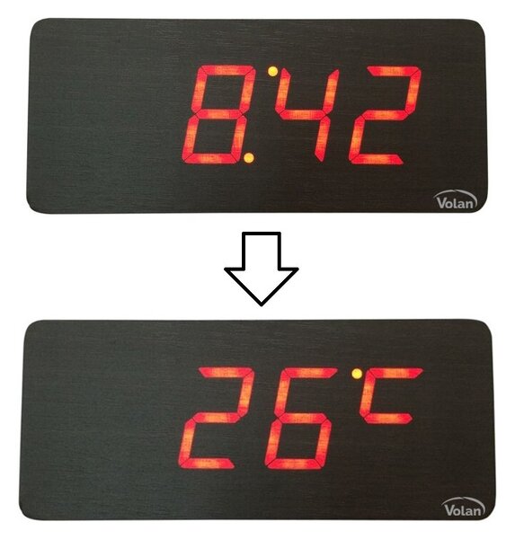 DUŻY ZEGAR Elektroniczny BUDZIK LED Drewniany Cyfrowy Stojący TERMOMETR DAT