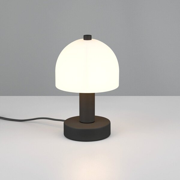 Czarno-biała lampa stołowa ze szklanym kloszem (wysokość 19 cm) Glenn – Reality