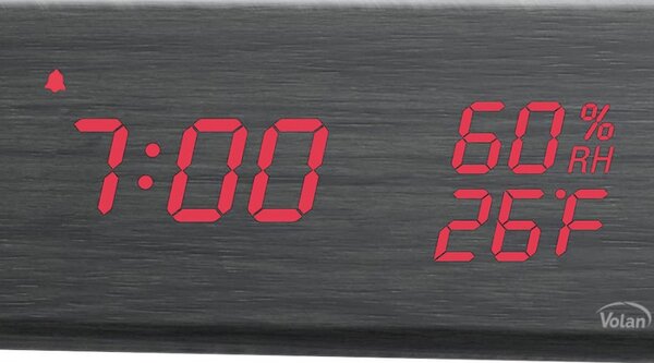 ZEGAR BUDZIK Elektroniczny LED Drewniany Stojący - DATA TERMOMETR HIGROMETR