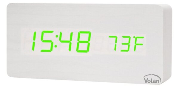 Zegar Budzik DREWNIANY Elektroniczny Cyfrowy LED Stojący - TERMOMETR + DATA