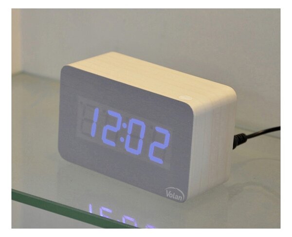 ZEGAR Budzik DREWNIANY LED Elektroniczny Cyfrowy Stojący - TERMOMETR + DATA