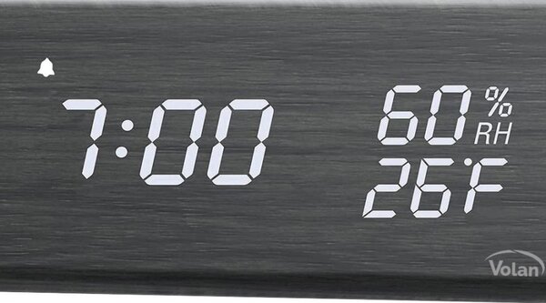 ZEGAR BUDZIK Elektroniczny LED Drewniany Stojący - DATA TERMOMETR HIGROMETR