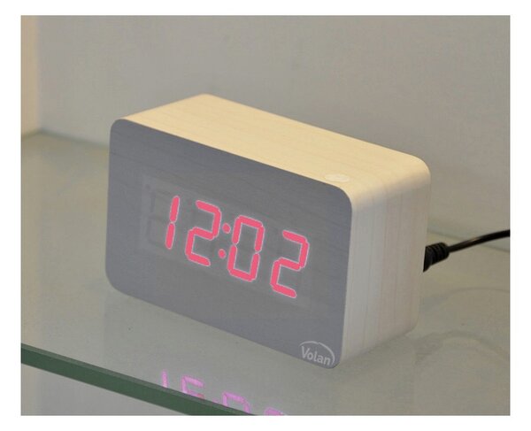 ZEGAR Budzik DREWNIANY LED Elektroniczny Cyfrowy Stojący - TERMOMETR + DATA