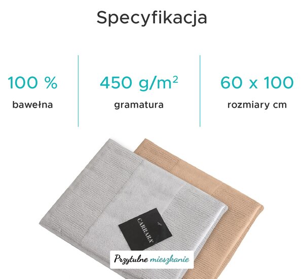 Ręcznik CARRARA 60x100 cm jasnoszary, 100% bawełna