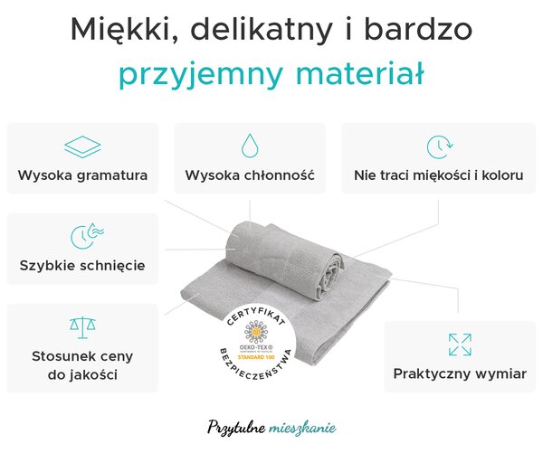 Ręcznik CARRARA 40x55 cm jasnoszary, 100% bawełna