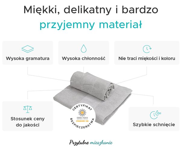 Ręcznik CARRARA 60x100 cm jasnoszary, 100% bawełna
