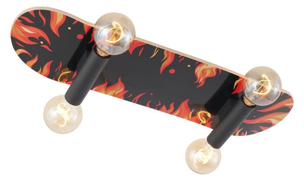 Lampa ścienna czarna z czerwonymi elementami 80 cm - Skateboard