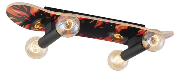 Lampa ścienna czarna z czerwonymi elementami 80 cm - Skateboard