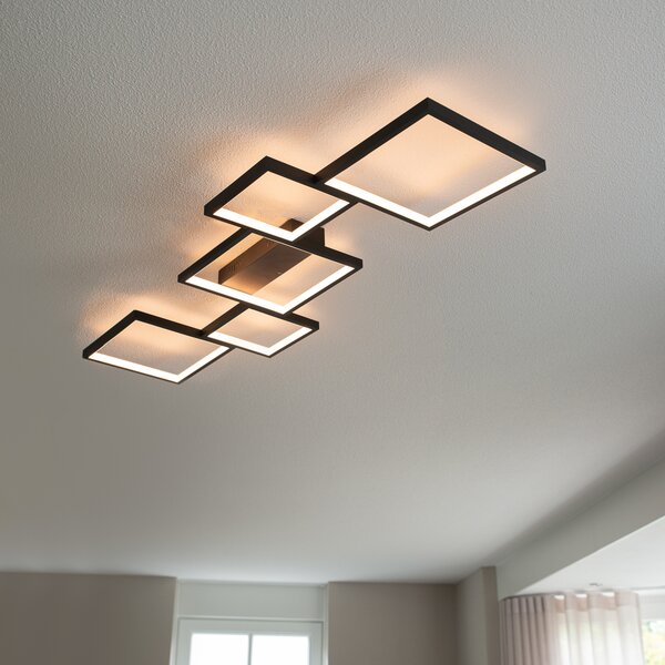 Lampa sufitowa czarna w komplecie z LED 3-stopniowy ściemniacz 5-świateł - Lejo