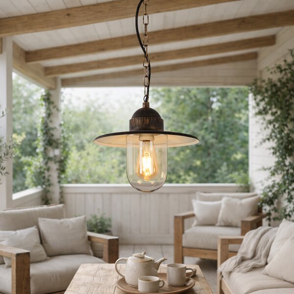 Rustykalna lampa wisząca zewnętrzna antyczne złoto IP44 - Kansas