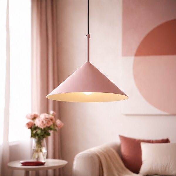 Designerska lampa wisząca różowa - Triangolo